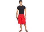 Haremshose Shorts Bermuda Jogginghose Sweathose Freizeithose Trainingshose Gesmokt Varkala Herren, Rot
