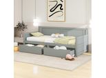 Divano Letto Sweiko 90*200, Letto Singolo Con Due Scomparti, Struttura In Legno Massiccio, Letto In Legno Massiccio, Letto Per Ragazzi, Letto Per Bambini, Grigio