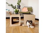 Creative Pets Tiragraffi Cartone Per Gatti 37X30X30 | Giochi Per Gatti 2 In 1 Tiragraffi+ Casetta Di Cartone Di Alta Qualità Rinforzato Con Compensato