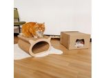 Creative Pets Tiragraffi Cartone Per Gatti 37X36X23 | Giochi Per Gatti 2 In 1 Tiragraffi+ Casetta Di Cartone Di Alta Qualità Rinforzato Con Compensato