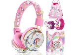 Bambini, Cuffie Unicorno Senza Fili Per Bambini Con Cavo, Cuffie Bluetooth Over Ear Per Ragazze Con Microfono, Cuffie Scuola Per Bambini Da 3 A 10 Anni,