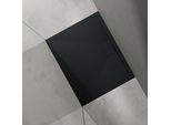 Doporro Piatto Doccia Rettangolare 80X90 Cm In Resina Minerale Antracito Effetto Pietra, Ultrasottile H 3 Cm, Scarico Laterale Con Piletta Inclusa šC Geoma07