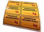 Portata Del Ripiano .... Kg - Foglio Di 6 Adesivi Resistenti 100X50