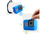 Custodia Protettiva In Silicone Per Videocamera Gopro Hero8 Con Cordino Custodia A Conchiglia Antipolvere Blu