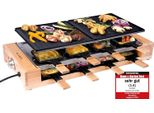 Raclette 8 Persone, Griglia Per Raclette Da 1500W Con Struttura In Legno, Raclette Con Piastra Rivestita In Materiale Antiaderente, Griglia Elettrica Da Tavolo