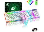 Tastiera Con Retroilluminazione Arcobaleno, 2,4 G, Ricaricabile, Sensazione Meccanica, 104 Tasti, Tastiera Da Gioco + 2400 Dpi, 6 Tasti