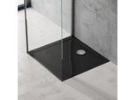 Doporro Piatto Doccia 70X80 Rettangolare In Acrilico Nero H 4 Cm Ultraslim Con Design Antiscivolo - Lucia02Ar