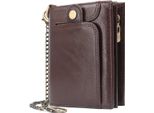 Portafoglio Uomo Protezione Rfid Piccolo Portafoglio Vera Pelle Portamonete Catena Portafoglio Zip Tasca Moneta E 14 Slot Per Carte Portafoglio Uomo