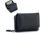 Piccolo Portafoglio Da Donna Con Tasca Portamonete E Protezione Rfid, Mini Portafoglio In Vera Pelle Porta Carte Di Credito Per Donne Ragazze, Nero, Compatto, Sicuro, Elegante