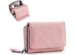 Piccolo Portafoglio Da Donna Con Tasca Portamonete E Protezione Rfid, Mini Portafoglio In Vera Pelle Porta Carte Di Credito Per Donne Ragazze - Rosa, Compatto, Sicuro, Elegante