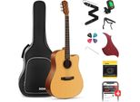 Chitarra Acustica 4/4 Per Adulti Principianti, Kit Per Principianti Cutaway, Abete Rosso Mogano Da 41 Pollici, 6 Corde, Borsa, Capotasto, Plettri, Tracolla