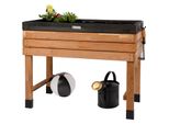 Wondermake® GroßEs Hochbeet Aus Kirschbaum Holz FüR Garten Balkon Terrasse, Pflanzkasten Bausatz Xl Hochwertig Rechteckig Mit Innen-Folie, KräUterbeet Pflanzenkasten Deko, Dunkel-Braun Schwarz