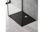 Doporro Piatto Doccia 75X90 Rettangolare In Acrilico Nero H 4 Cm Ultraslim Con Design Antiscivolo - Lucia02Ar