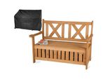 Needs&Wants® Gartenbank Holz Wetterfest Mit Stauraum Und Abdeckung, 2-Sitzer Truhenbank Holzbank Klassisch, Parkbank Sitzbank Massiv Garten Outdoor Mit Truhe, Naturholz Massivholz, Dunkel-Braun