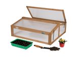 Needs&Wants® FrüHbeet Aufsatz Klein Aus Holz Bausatz, FrüHbeetkasten Mit Abdeckung GewäChshaus Mit Deckel Wetterfest FüR Garten Balkon Outdoor, 90X82X32 Cm, Polycarbonat, Dunkel-Braun