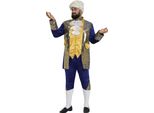 Marchese Costume Carnevale Nobile Rococò Frac Blu Oro Uomo, Taglia: 56 - 58 (Xxl) Colore: Blu