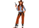 Costume Tradizionale Da Cowgirl, Costume Di Carnevale, Costume Da Cowboy Del Selvaggio West, Taglia: 36 - 38 (S) Colore: Marrone