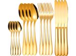 Set Posate Elegante In Acciaio Inox Dorato, 24 Pezzi Per 6 Persone