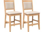 Vidaxl Sgabello Da Bar Con Cuscino 2 Pz. Albero Di Gomma In Legno Massiccio Naturale