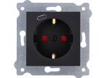 Presa Di Terra Schuko 2P+T + Usb Tipo C Nero Metallizzato 274/14E Exen