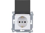 Presa Con Messa A Terra Schuko 2P+E (Sportellino Fumé) Bianca 239/01E Exen