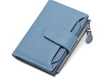 Portafoglio Da Donna In Pelle Con Zip E Numerosi Scomparti, Protezione Rfid, 14 Scomparti Per Carte Di Credito Con Numerosi Scomparti, Formato Piccolo E Corto (Blu)