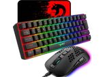 60% Tastiera Da Gioco Compatta Cablata 61 Tasti 11 Effetti Di Retroilluminazione Rgb A Chiave Completa Anti-Ghosting + Mouse Da Gioco Leggero Cablato