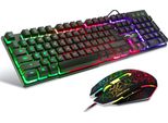 Set Di Mouse E Tastiera Da Gioco, Layout Qwertz De Retroilluminato A Led, Colori Arcobaleno Illuminati Usb Impermeabile Con 2400 Dpi Per I Giocatori Pc Professionisti
