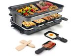 Raclette Con 8 Mini Padelle Per Raclette E 4 Spatole In Legno, Temperatura Regolabile In Continuo, 1500W, Acciaio Inox