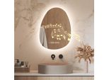 S'afielina Specchio Da Bagno Con Illuminazione Asimmetrico 60 X 45 Cm Con 3 Colori Di Luce Dimmerabili, Antiappannamento, Bluetooth, Orologio, Temperatura, Funzione Memoria