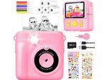 Fotocamera Digitale Stampa Fotocamera Istantanea 1080P Videocamera Fotocamera In Bianco E Nero (Rosa)