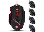 Zelotes Mouse Da Gioco Con Cavo, 8 Pulsanti Programmabili, 9200DPI Mmo Gamer Illuminazione Cavo Mouse Ergonomico Pc, Mac, Laptop