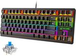 Tastiera Da Gioco Usb Meccanica Rgb Rainbow Led Retroilluminazione 87 Tasti Pieno Anti-Ghosting Gamer Typists PS3 PS4 PS6 Computer Mac (Nero)