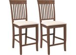 Vidaxl Sgabello Da Bar Con Cuscino 2 Pz. Legno Massiccio Marrone In Legno Di Gomma