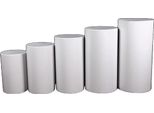 Espositore Con Piedistallo A Cilindro Rotondo, Disponibile In 3 O 5 Pezzi, Elegante Design Bianco, Bianco 5 Pezzi