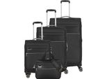 Travelite Carrello Miigo 4W Trolley-Set L / M / S + Bord Bag Black Nero
