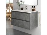 Mobile Bagno Sospeso Bolton Colore Cemento 60X45X48H 2 Cassetti: Design Moderno E Funzionalità