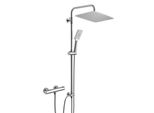 Joho Colonna Doccia Con Rubinetto Termostato, Cromo Asta Doccia Acciaio Inox Set Doccia A Pioggia Con Miscelatore Doccetta E Soffione Doccia 35X25 Cm