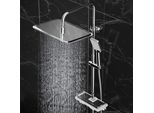 Joho Colonna Doccia Con Porta Ogetti Mensola, Acciaio Inox Set Doccia A Pioggia Con Soffione E Doccetta Cromato 35×25Cm
