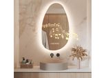 S'afielina 85 X 50 Cm Specchio Da Bagno Con Illuminazione Asimmetrico Con 3 Colori Di Luce Dimmerabili, Antiappannamento, Bluetooth, Orologio, Temperatura, Funzione Memoria