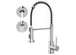Rubinetto Da Cucina Rainsworth In Acciaio Inox Estraibile - Rubinetto Da Cucina Ad Alta Pressione A Due Getti Con Doccia Estraibile, Rubinetto Per Lavello Con Rotazione A 360° Adatto Per Cucina Disegno A Filo