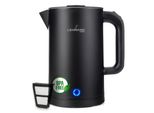 Lehmann Bollitore Elettrico 1,7L, Base Girevole 360°, Riscaldamento Rapido, Bpa-Free, 2200W, Nero