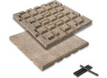Set Di 4 Tappetini Anticaduta Bepco - (40X40Cm, Sabbia) - Piastrelle In Gomma Antiurto E Antiscivolo, Con 16X Perni Di Collegamento, In Gomma Riciclata Al 100%