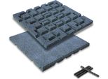 Set Di 4 Tappetini Anticaduta Bepco - (40X40Cm, Grigio) - Mattonelle In Gomma Ammortizzanti E Antiscivolo, Con 16X Perni Di Collegamento, In Gomma Riciclata Al 100%