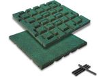 Set Di 4 Tappetini Anticaduta Bepco - (40X40Cm, Verde) - Mattonelle In Gomma Ammortizzanti E Antiscivolo, Con 16X Perni Di Collegamento, In Gomma Riciclata Al 100%