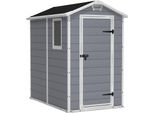 Dmora Casetta Da Giardino Cranbrook 192X130X198H Cm Grigio, Resistente Agli Agenti Atmosferici Presenza Finestre