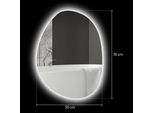 70 X 50 Cm Specchio Da Bagno Asimmetrico Con Luce Led, Interruttore Smart Touch, Funzione Antiappannamento, Argento