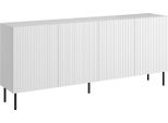 Dmora Credenza Corana 42X200X82H Cm Bianco, Apertura Battente 8 Vani