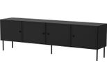 Dmora Mobile Porta Tv Piode 40X201X60H Cm Nero, Apertura Battente 4 Vani