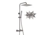 Joho Colonna Doccia Con Miscelatore Set Termostatico Doccia, Set Doccia A Pioggia Asta Doccia Acciaio Inox, Soffione Quadrato 30X30 Cm, Grigio Pistola